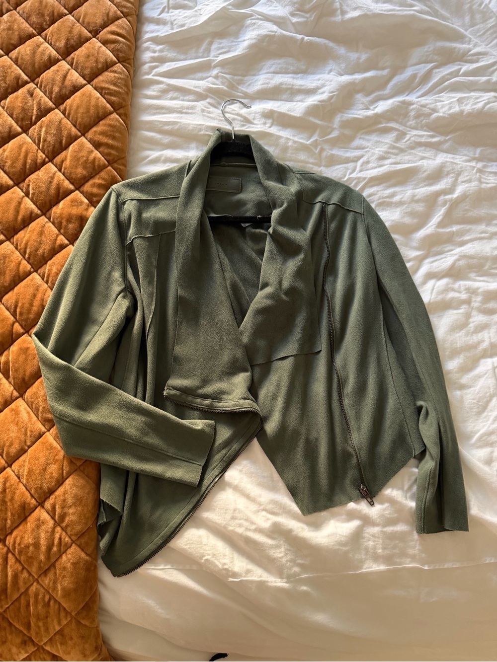 Blank NYC Olive Green Draped Open-Front Jacket